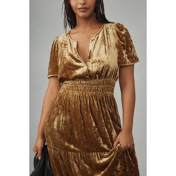 Anthropologie Velvet Somerset Jewel Toned Maxi Dress Tiered Empire Waist Small - Picture 10 of 10